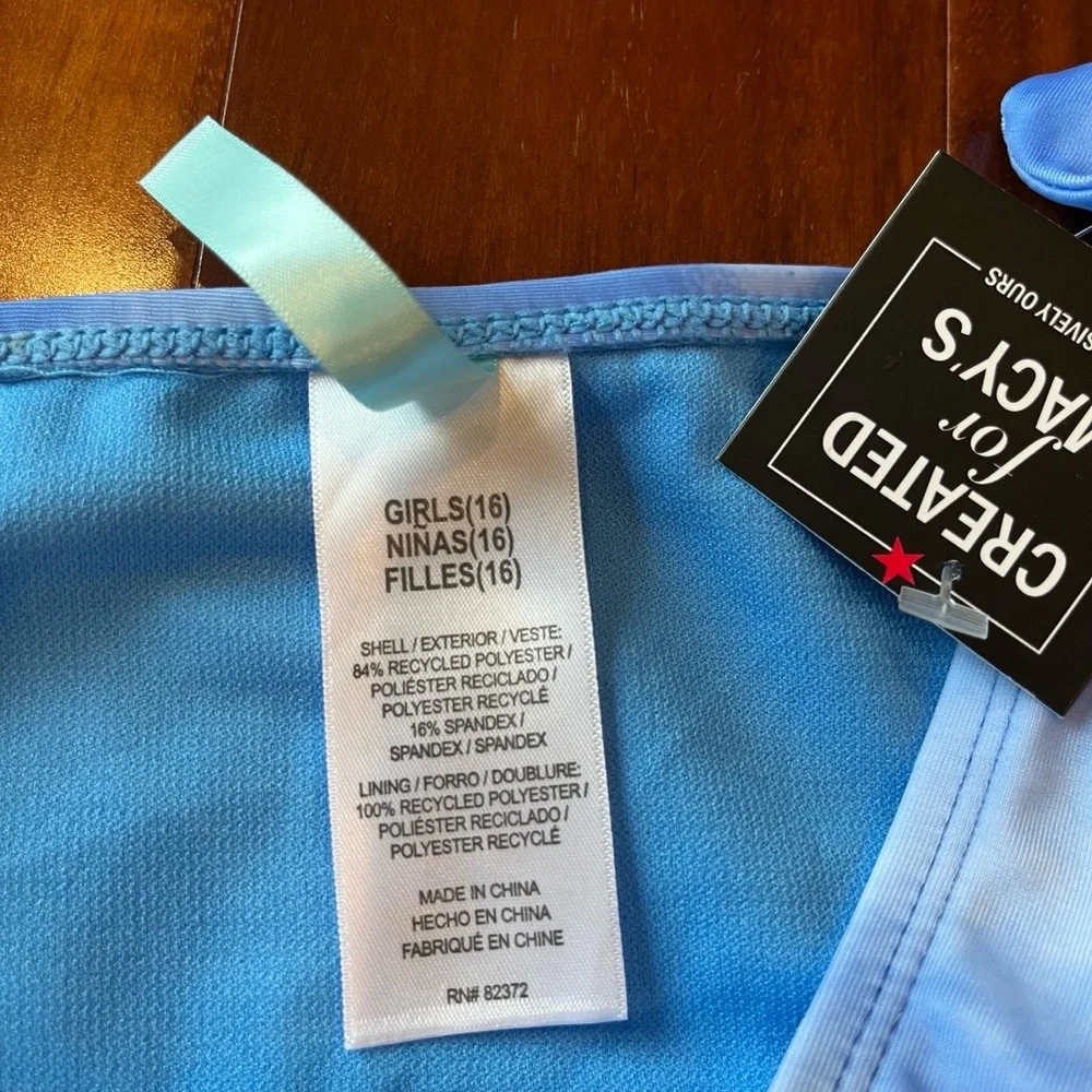 New NWT Breaking Waves Blue Tie-Dye Swimwear Bikini Bottom Swim Girls Kids Sz 16
